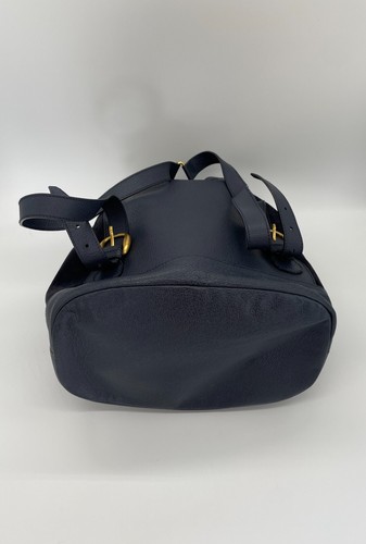 GUCCI Bamboo Backpack Drawstring bag Navy Leather Suede Authentic - Picture 8 of 18
