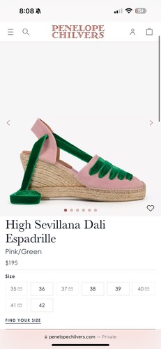 Penelope Chilvers High Sevillana Dali Espadrille Pink/Grün 39 US 8 Damen Absatz