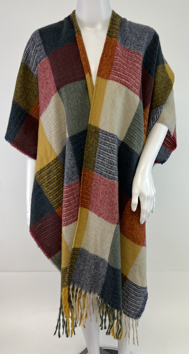 Women's Boho Multi Color Patchwork Plaid Shawl Ru… - image 1