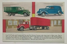 Vtg 1930s Postcard Ford Trucks & Commercial Cars Mt Morris NY Sales advertising