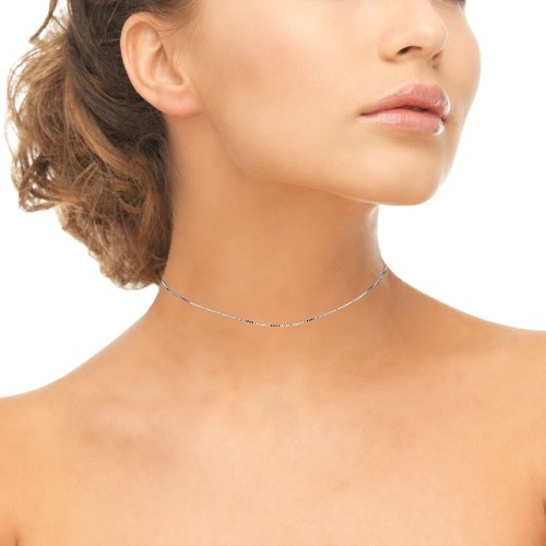 1mm Thin Box Chain Sterling Silver Choker Necklace for Pendants, 13” + 3” - Picture 3 of 3
