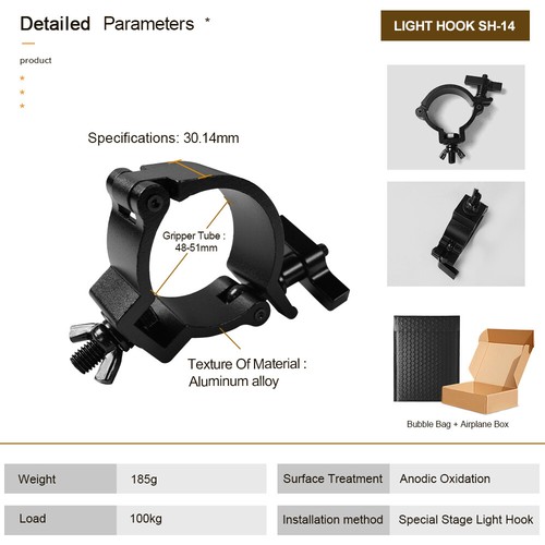 SHEHDS Stage DJ Morsetti Illuminazione Truss Gancio Pieghevole Luce Gancio/Corda di Sicurezza Nero - Foto 44 di 47