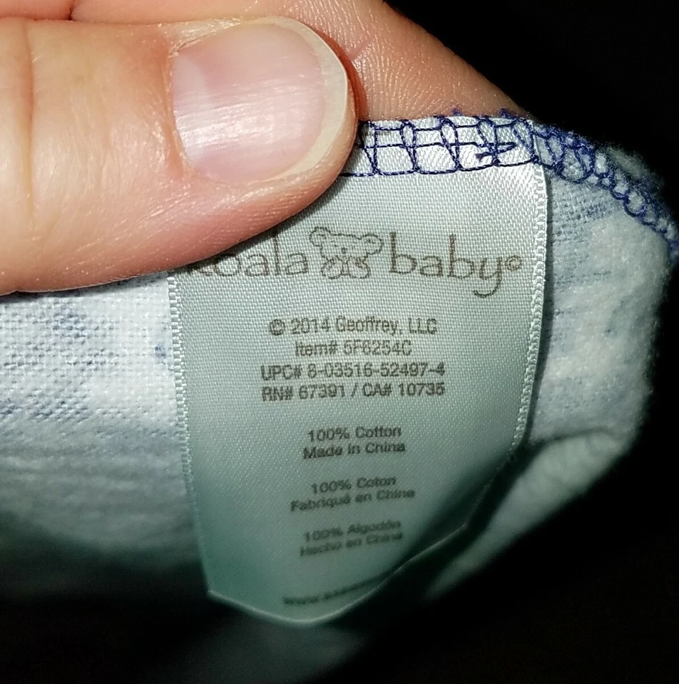 Manta de recepción Koala bebé azul blanco elefantes Lovey seguridad 100 % algodón Foto 2 de 4