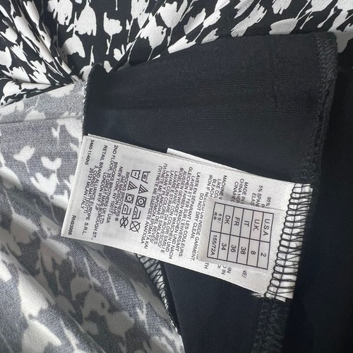 Brooks Brothers Women's Black & White Long Sleeve Round Neck Floral Dress Size 2 - Picture 6 of 9