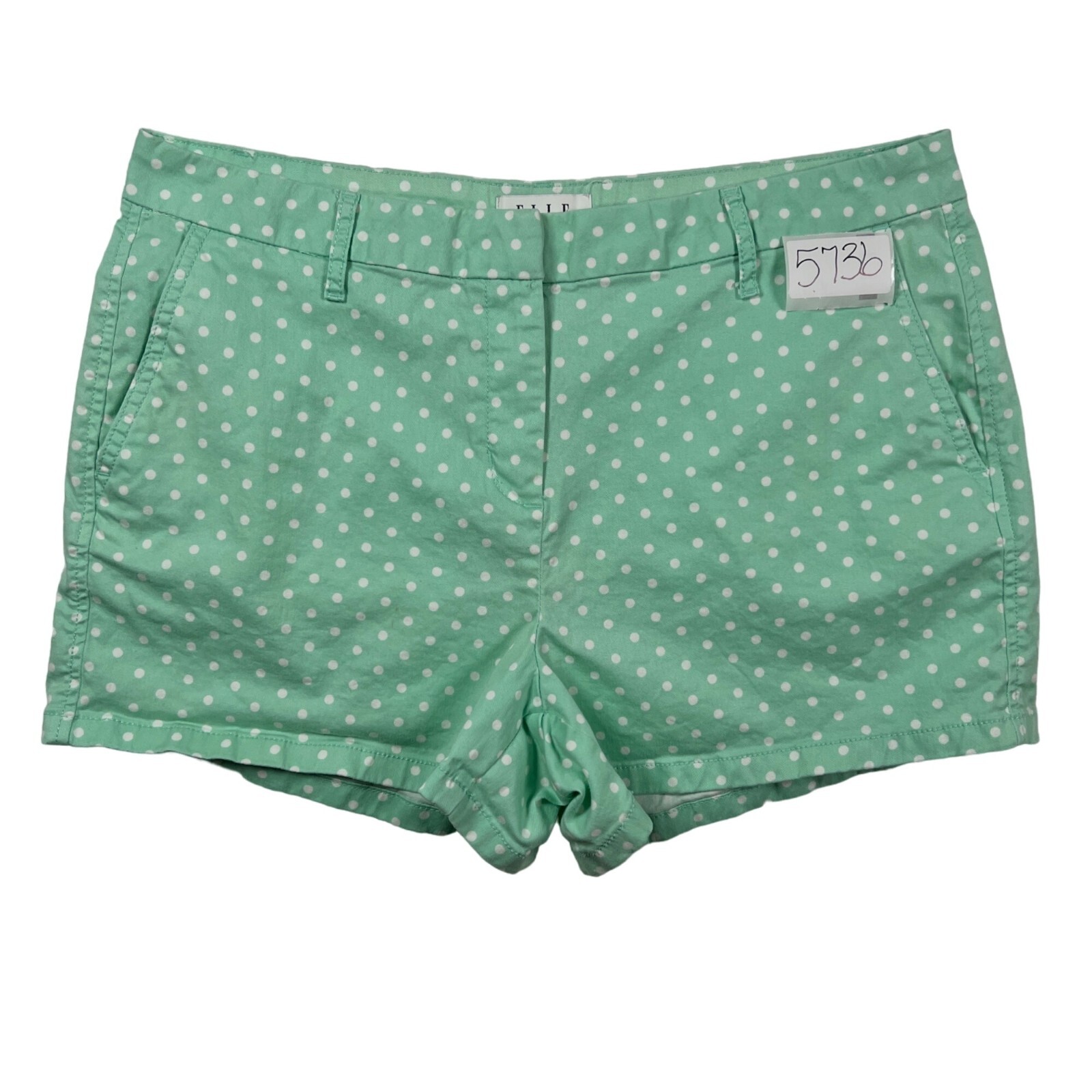 ELLE Shorts Women's Flat Front Cotton Blend Polka… - image 14