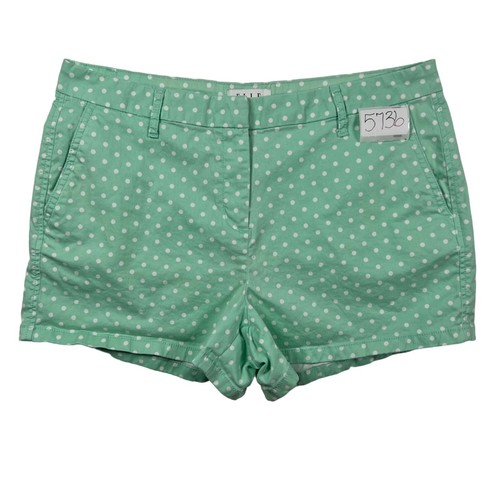 ELLE Shorts Women's Flat Front Cotton Blend Polka Dot Chinos Mint Green White 12 - Picture 14 of 14