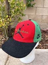 VTG 90s Nike Air Jordan Hat Cap 23 Wool Blend Color Block Leather Strap back 94