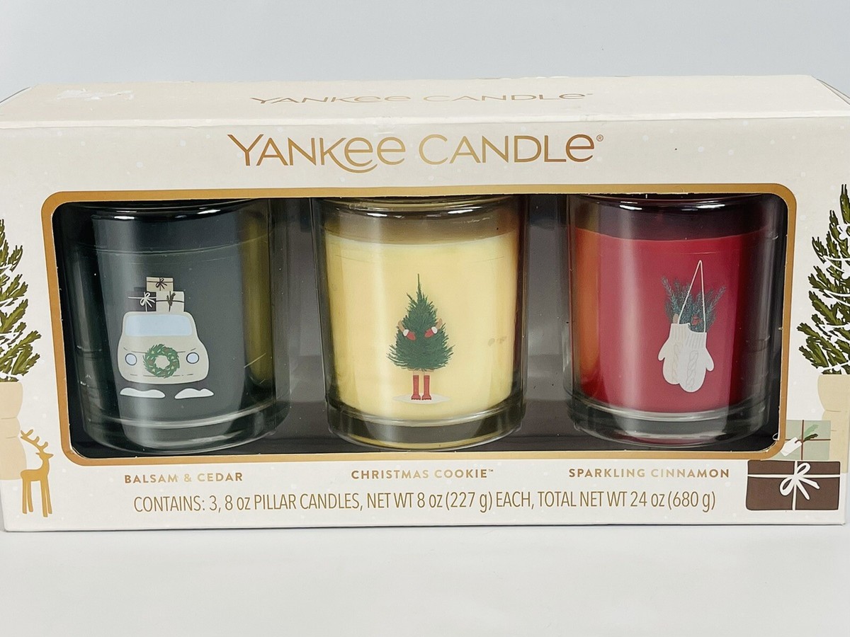 Yankee Candle Holiday Gift Set of 3 Peace Love Joy 8 oz Pillar