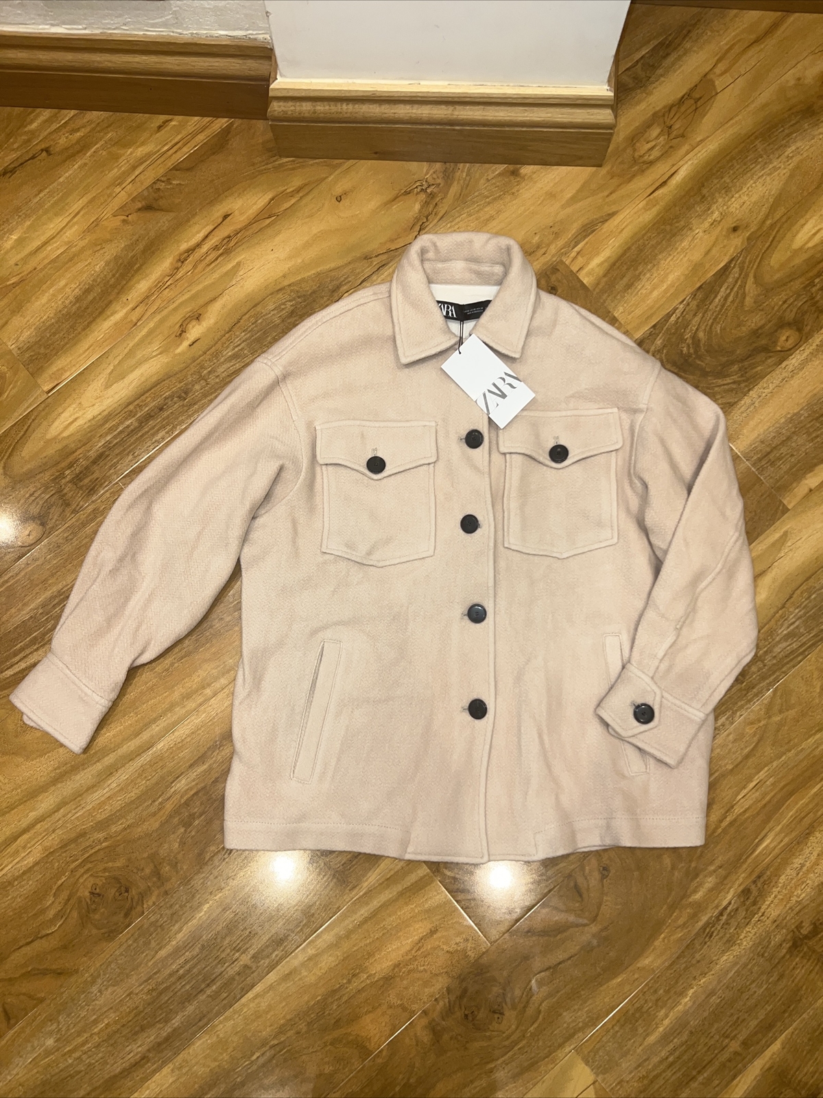 BNWT ZARA XS BEIGE OVERSHIRT/SHACKET WITH POCKETS SOLD OUT image 4