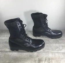 Vintage Combat Black Leather Punk Grunge Goth Soft Toe Mens Boots Size 8
