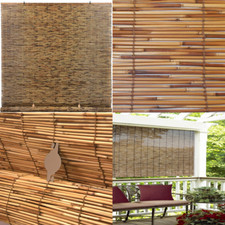 Cordless Roll Up Sun Shade Cocoa Bamboo Blinds Outdoor Home Patio Porch 60x72 In