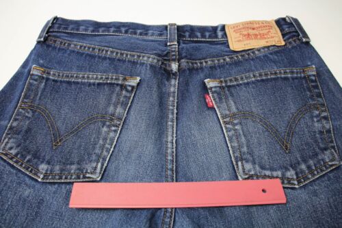Levi's 751 Vaqueros Hombres W32/L34 Azul Oscuro Triquitos Cremallera Recto Para - Imagen 12 de 13