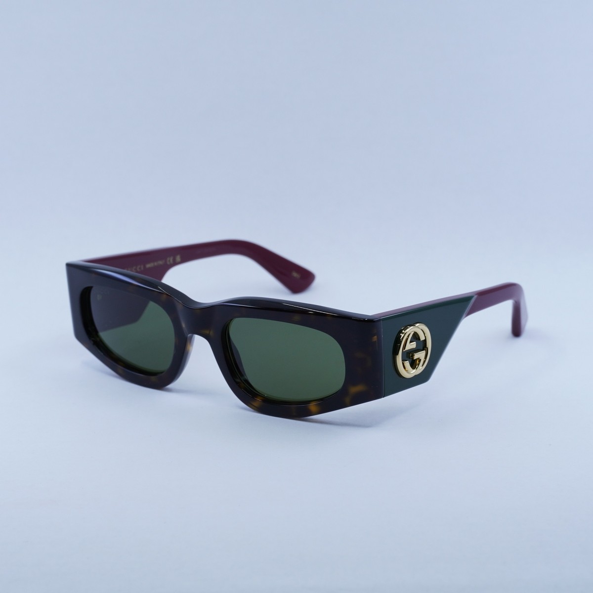 New GUCCI GG1664S 002 Dark Havana with Red/Dark Green 51-21-140