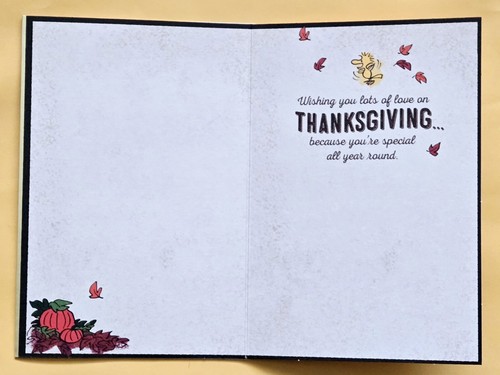 Peanuts "Snoopy" Happy Thanksgiving Greeting Card (+Envelope 4.7x6.7"). - Picture 2 of 4