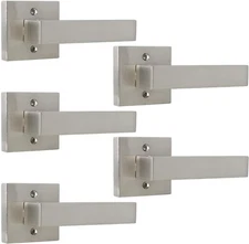 5PK French Doors Satin Nickel Single Dummy Levers Handles Closet Balcony Pantry