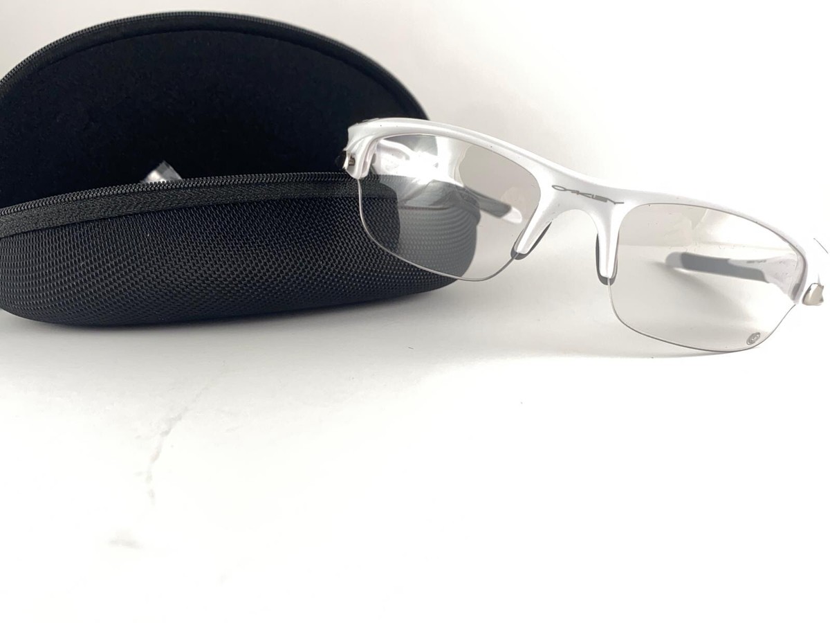 NEW VINTAGE OAKLEY FLAK WHITE HALF FRAME WHITE WRAP AROUND