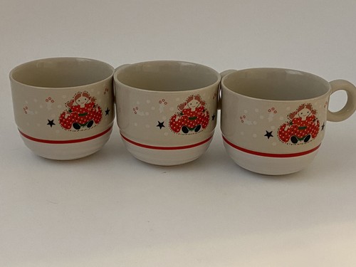 3 PC Noritake Epoch Holiday Joy mug 8200 Korea Doll Christmas 1980 Cup 8 OZ - Picture 8 of 12