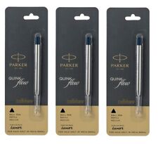 3 X Parker Quink Flow Ball Point Pen BP Refill Refills Medium Nib Black Ink New