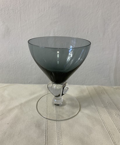 Smoke Glass Stemware Mid Century Mod. Barware Allegra Cambridge 4oz Martini PAIR - Picture 10 of 12