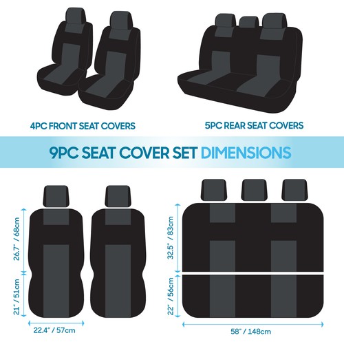 PolyPro Car Seat Covers Full Set Solid Tan Beige - Universal Fit Front Rear - Picture 10 of 10