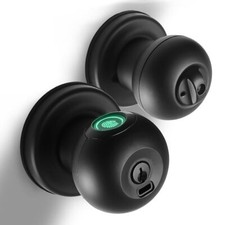 Fingerprint Door Lock, Smart Fingerprint Door Knob with Lock, Biometric Black Do