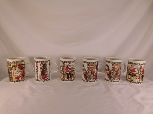 DUNOON STONEWARE CHRISTMAS 6 MUGS MADE IN SCOTLAND MUG SANTA TREE - Picture 6 of 12