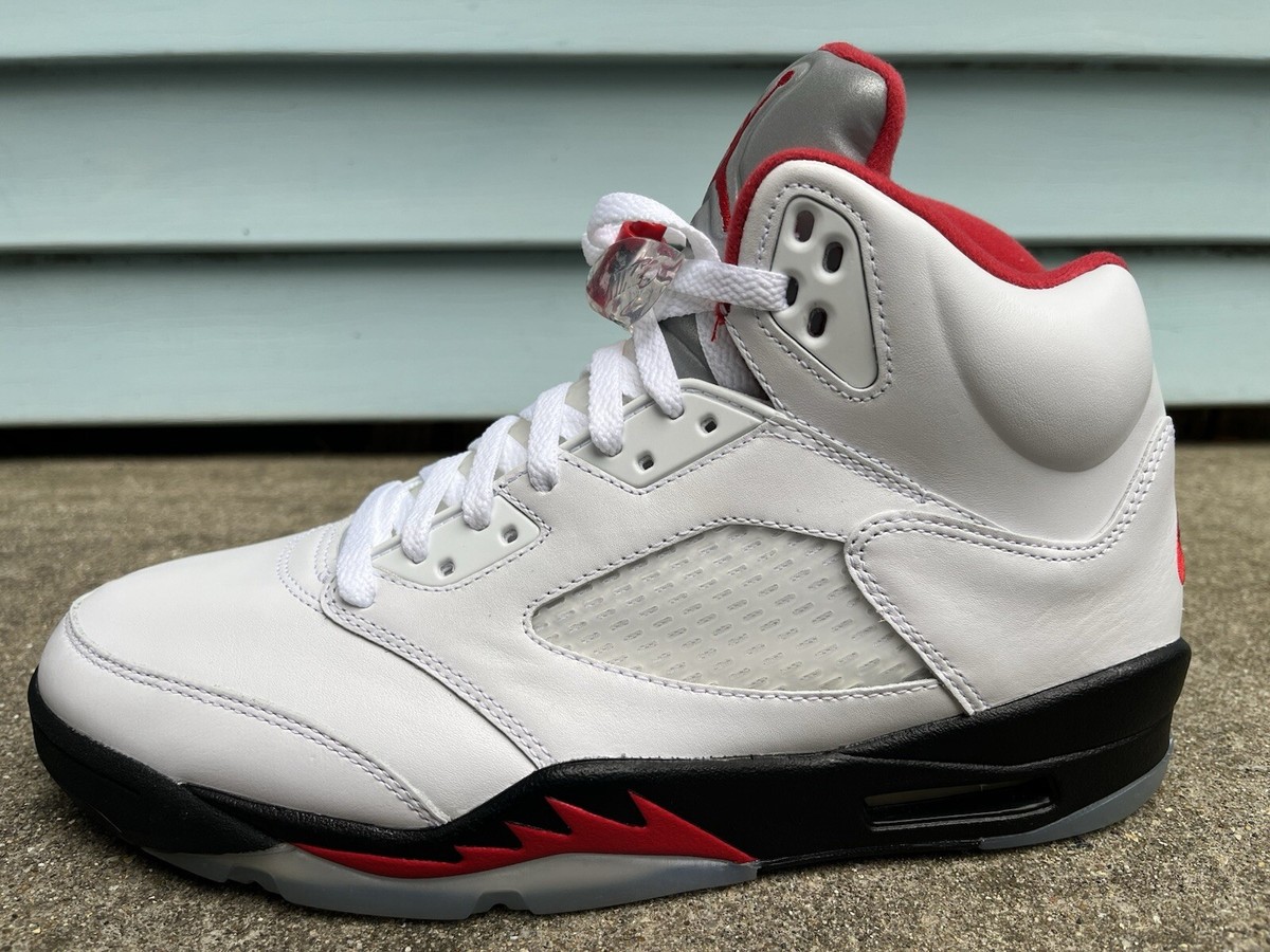 Nike Air Jordan V 5 Retro White Fire Red Black 2020 Silver Tongue