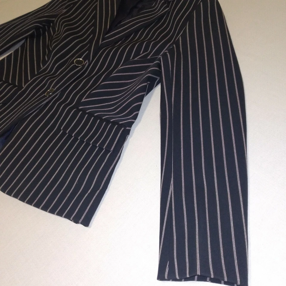 7th Avenue Design Studio de NY & Co. Blazer elástico a rayas azul marino/blanco talla 8 Foto 4 de 4