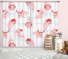 3D Pink Unicorn Dolphin ZHUA308 Photo Curtain Window Blockout Fabric Amy 2023