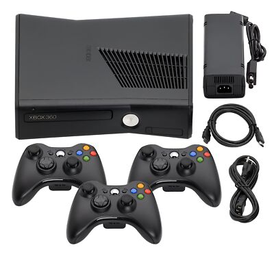 Microsoft Xbox 360 S Console 4GB 250GB 500GB Black + 1-4 Controllers + USA