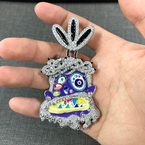 HipHop Iced Enamel Crystal Pendant Necklace Charm Chain Fashion Mens Jewelry NEW - Picture 14 of 24