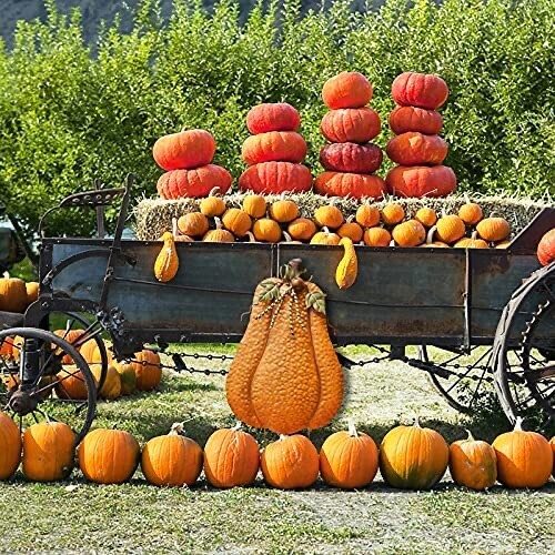 Pumpkin Garden Stake Metal Pumpkin Yard Sign Fall Decor Autumn Harvest ...