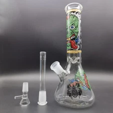 25CM Green Skull Hookah Clear Glass Water Pipe Smoking Bong Bubbler Hand Pipe