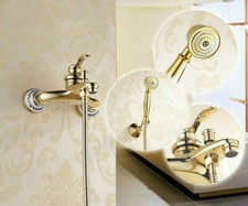 Modern Golden Brass Bathroom Bathtub Handheld Shower Faucet Tub Mixer Tap 2tf403