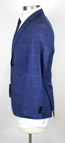 Boss Suit 36 R Men's Blue Windowpane Super 130s Wool Slim Fit Huge 2pcs 224 - Picture 8 of 16