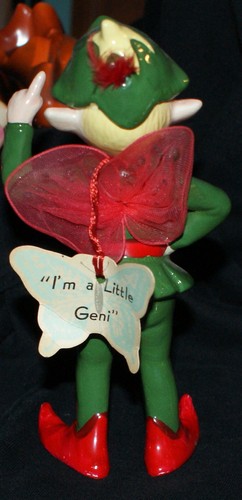 Elf Pixie JAPAN POTTERY XMAS PINKISH #17 FAIRY 6 1/2 INCHES XMAS RED GREEN - Picture 2 of 2