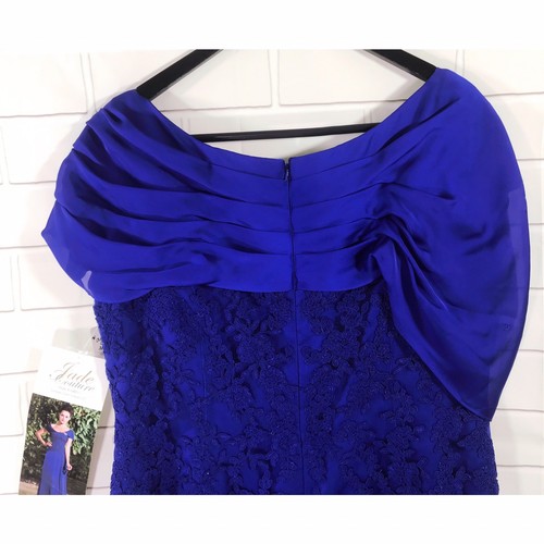 NWT Jade Couture Bridesmaid Prom Draped Neck Dress K168011 Blue Sz 20 Plus - Picture 8 of 8
