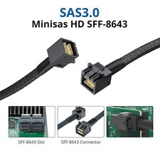 2 Packs Mini SAS Cable SFF-8643 to SFF-8643, 12Gbps HD 100-Ohm 0.5 1 meters