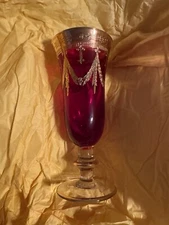 Interglass Italy Crystal Glass - 24K Gold Ruby Red Italian Champagne Flute