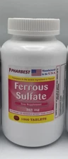 Iron Supplement Pharbest Ferrous Sulfate 325 Mg Tablets, 1000 Count exp 10/26
