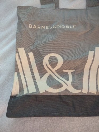 BARNES & NOBLE Grey/NATURAL COTTON TOTE-HANGING & CELL PHONE POCKET-MADE INDIA - Afbeelding 4 van 5