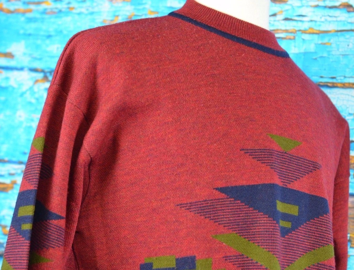 Stuart Chicago Sweater Men's Pullover Size XL Wool Italy Crewneck Colorful XL