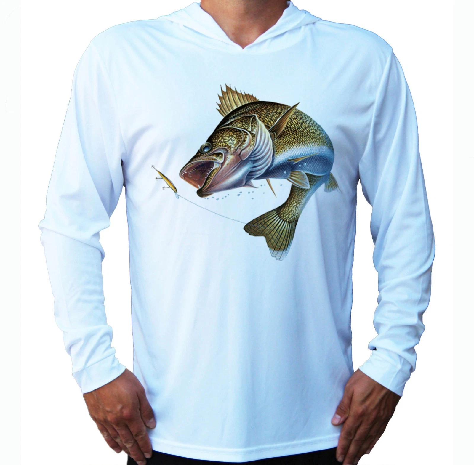 Walleye Fish UV Protected UPF 50 Long Sleeve T-Shirt Fishing Boat Hood Bait
Opens in a new window or