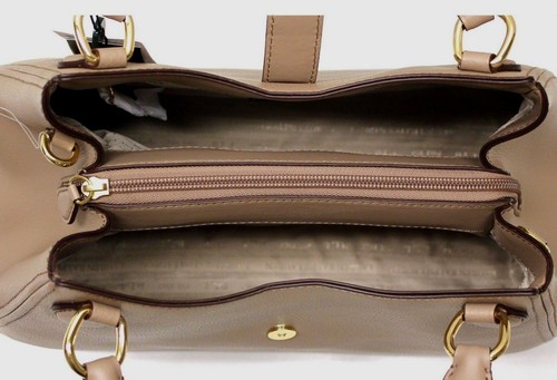 NEW RALPH LAUREN Allenville City TAUPE Satchel PURSE Leather GOLD Tote Bag $328 - Picture 5 of 9