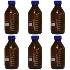Karter Scientific 1000ml Amber, Glass Round Media Storage Bottle (Pack of 6)