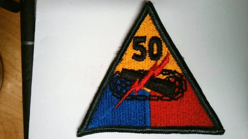 GENUINE US MILITARY PATCH ARMY 50TH ARMORED DIVISION COLORED OLD STOCK WW2 ERA