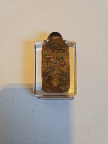 ~ Kristall Rückseite innen bemalte Schnupftabakflasche -  - Bild 1 von 4