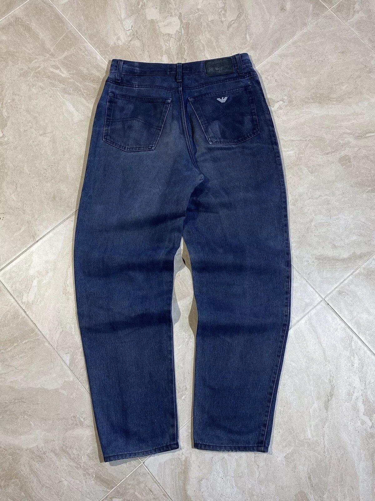 Pantalon homme vintage Armani Jeans Blues Factory logo métal coton denim taille 33