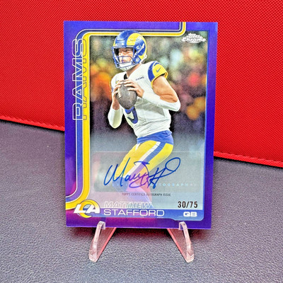 Topps 2025 Chrome Football Matthew Stafford LA Rams MVP Purple Auto /75
