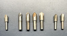 LOT OF 7 USED HSS 3 FLUTE COUNTERSINKS - LIGHT USE - 82°, 90° & 100°